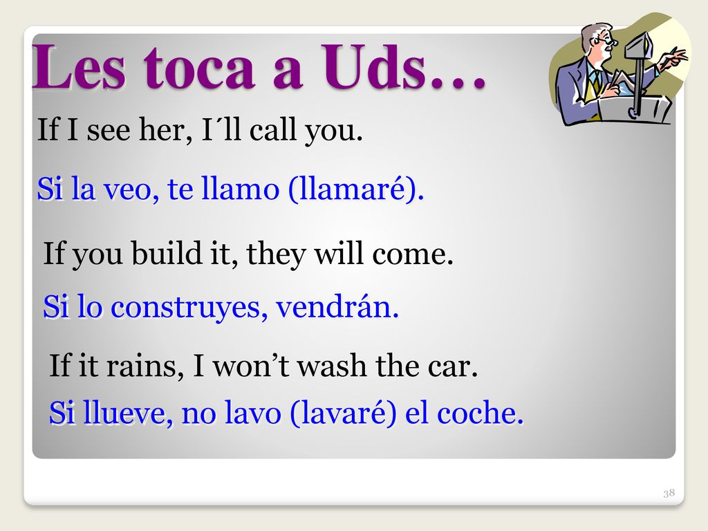 Les toca a Uds… If I see her, I´ll call you.