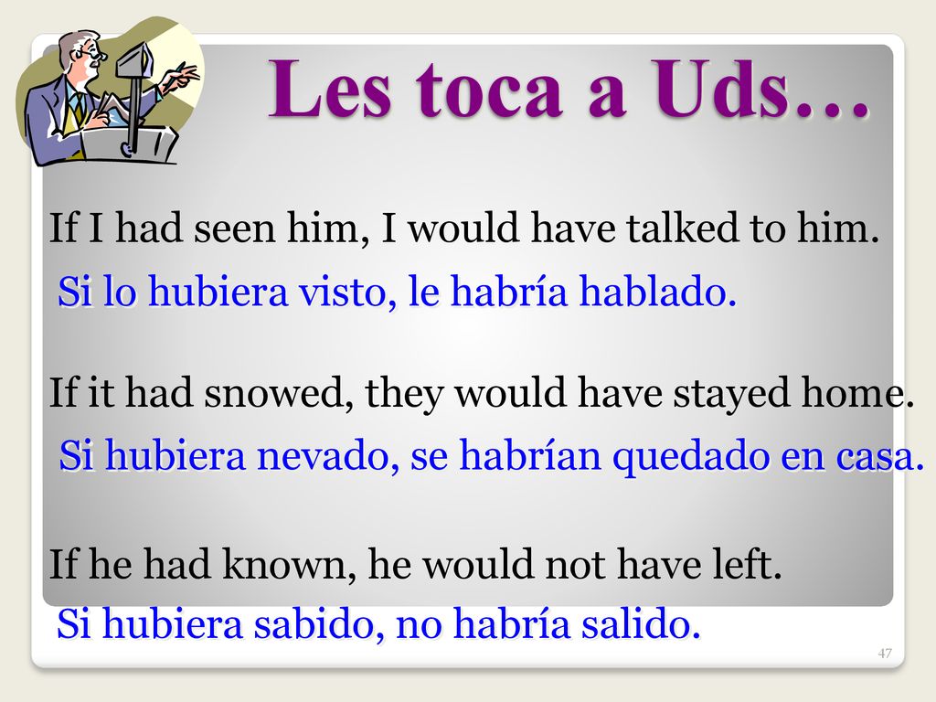 Les toca a Uds… If I had seen him, I would have talked to him.