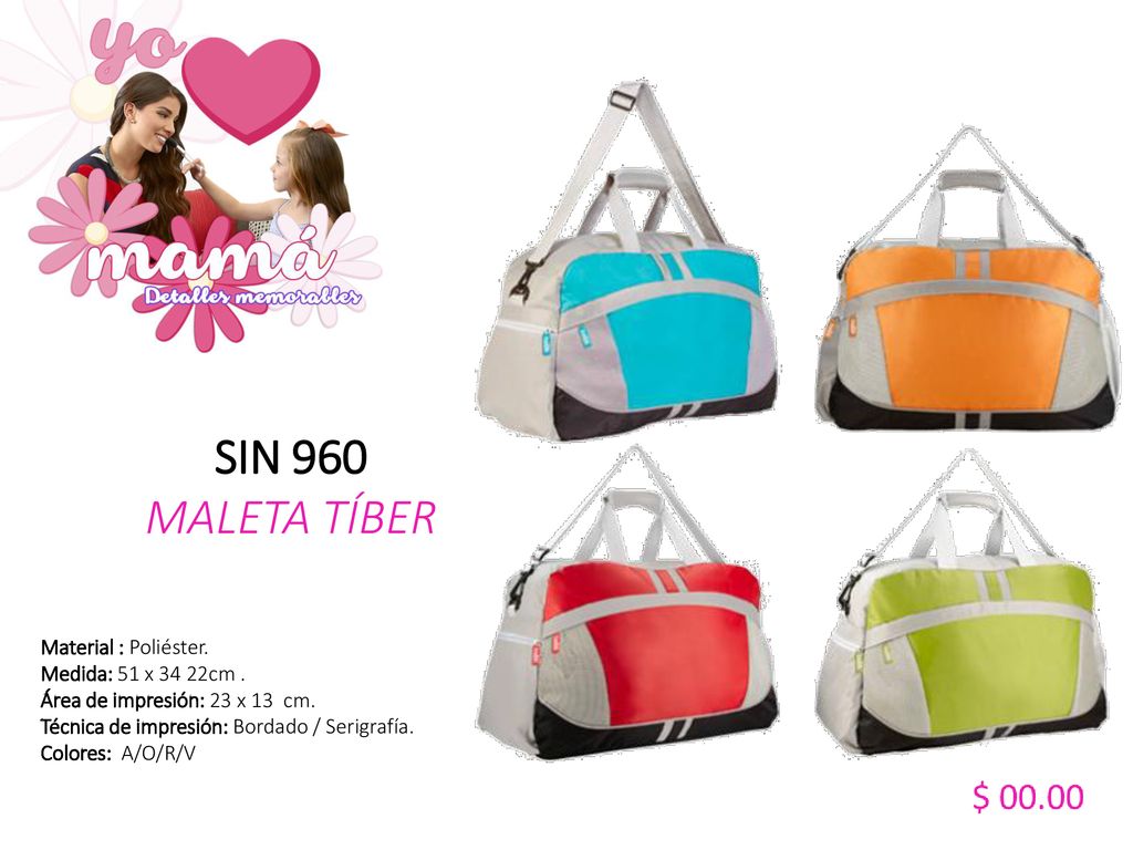 SIN 960 MALETA TÍBER Material : Poliéster. Medida: 51 x 34 22cm .