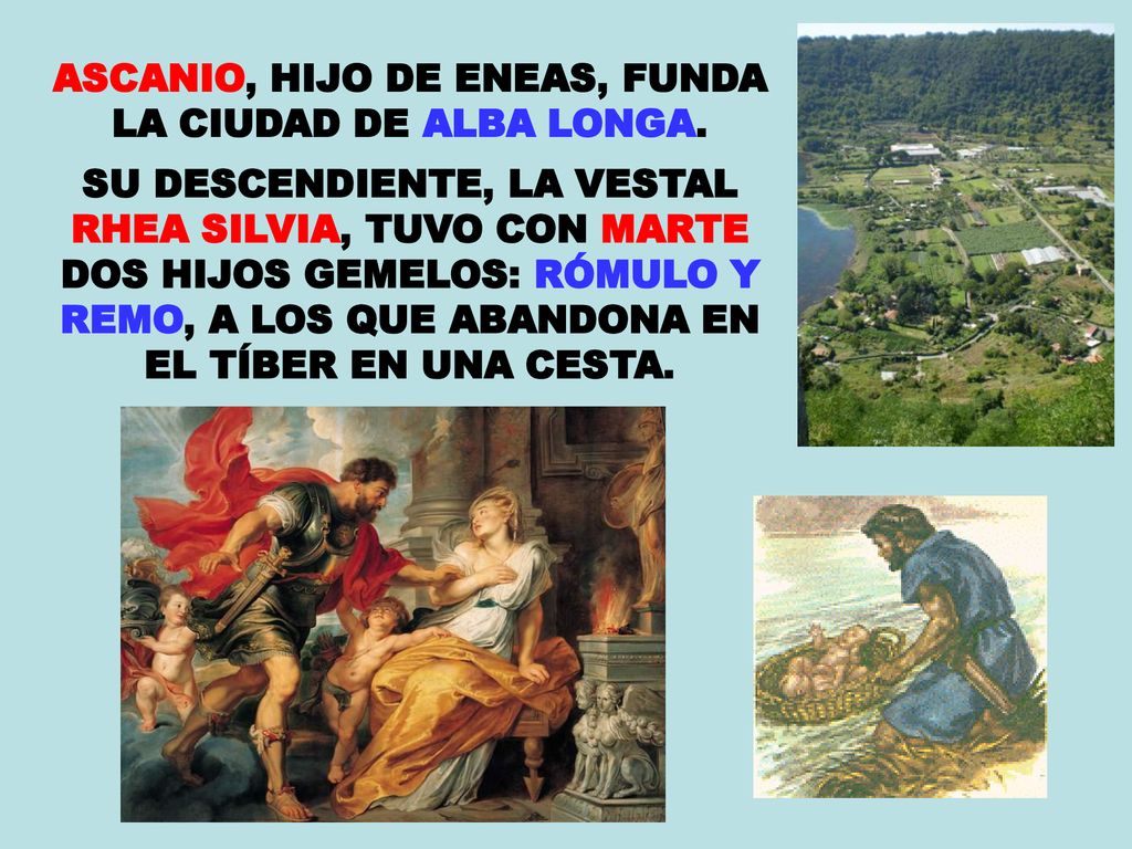 ASCANIO, HIJO DE ENEAS, FUNDA LA CIUDAD DE ALBA LONGA.