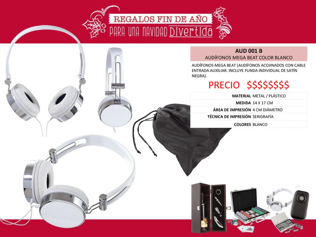 AUD 001 B AUDÍFONOS MEGA BEAT COLOR BLANCO