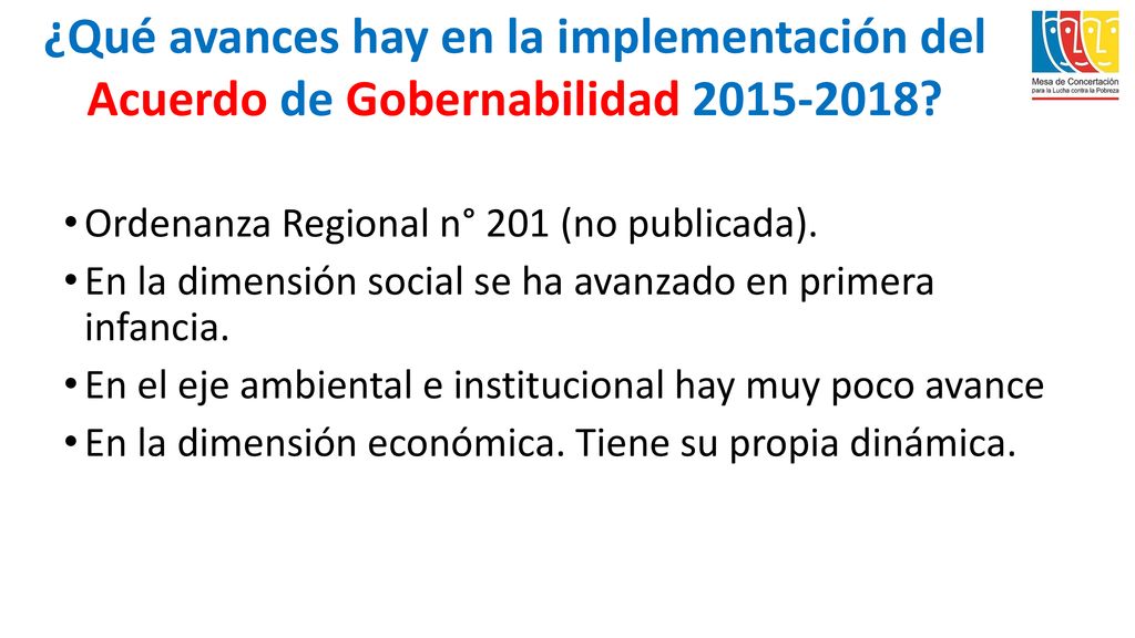 ¿Qué avances hay en la implementación del Acuerdo de Gobernabilidad