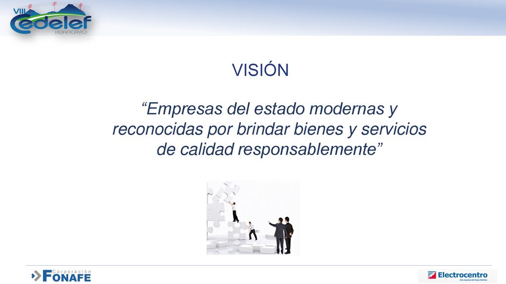 VISIÓN Empresas del estado modernas y reconocidas por brindar bienes y servicios de calidad responsablemente