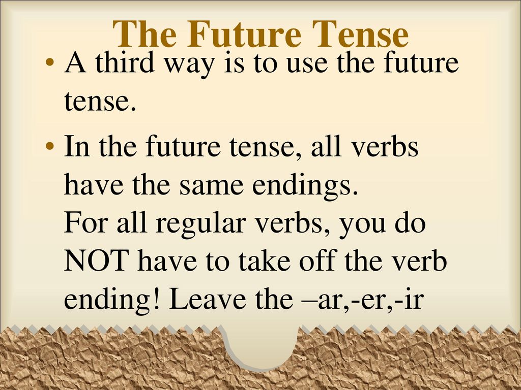 The Future Tense A third way is to use the future tense.