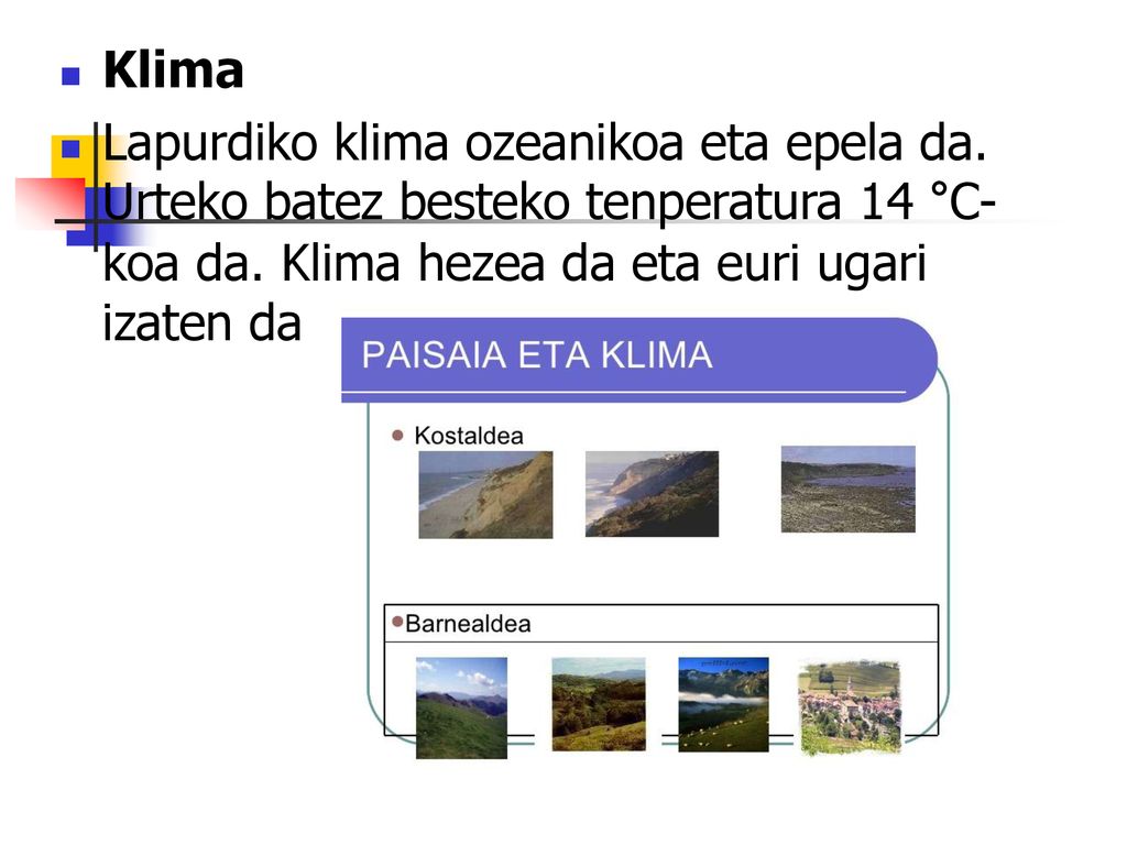 Klima Lapurdiko klima ozeanikoa eta epela da. Urteko batez besteko tenperatura 14 °C- koa da.