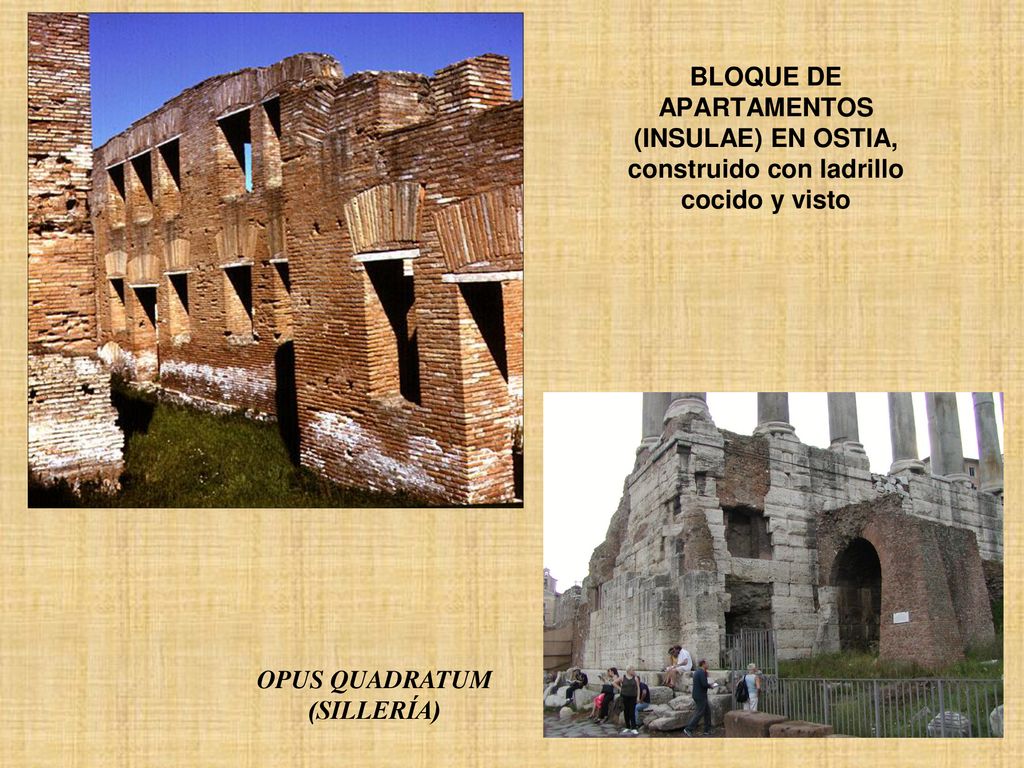 BLOQUE DE APARTAMENTOS (INSULAE) EN OSTIA, construido con ladrillo cocido y visto