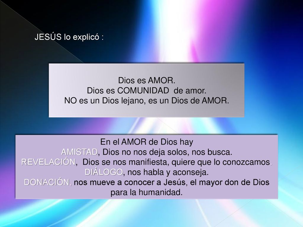 Dios es COMUNIDAD de amor. NO es un Dios lejano, es un Dios de AMOR.