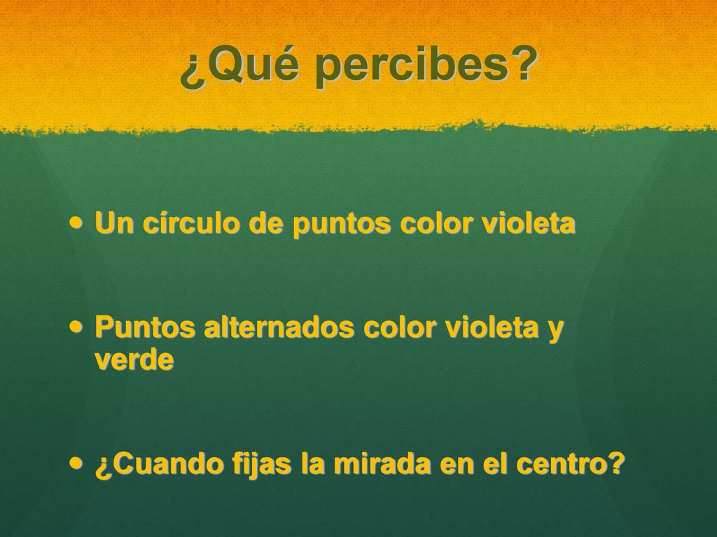 ¿Qué percibes Un círculo de puntos color violeta