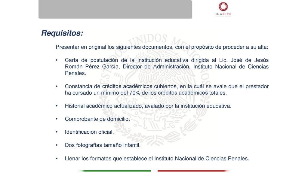Requisitos: Presentar en original los siguientes documentos, con el propósito de proceder a su alta: