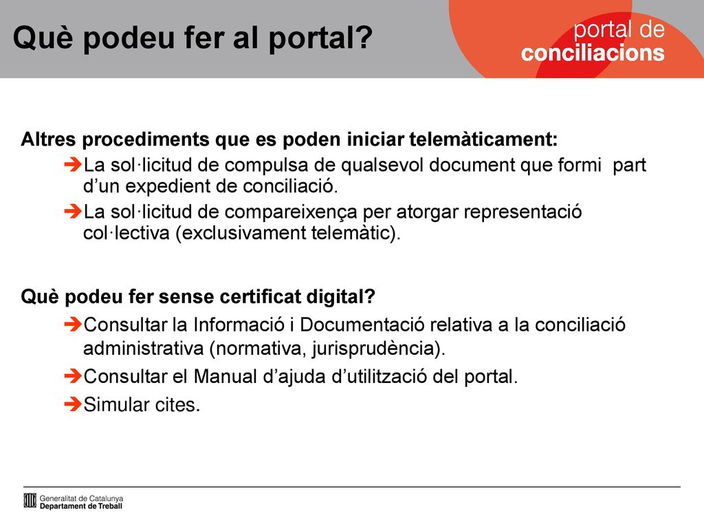 Què podeu fer al portal Altres procediments que es poden iniciar telemàticament: