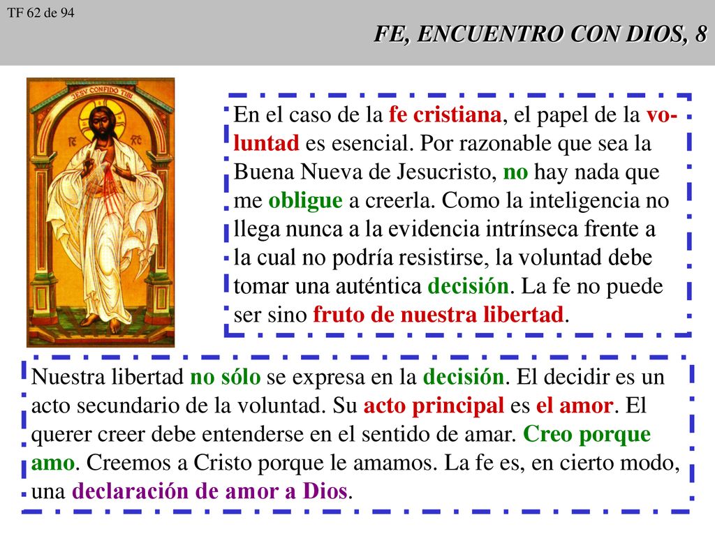 En el caso de la fe cristiana, el papel de la vo-