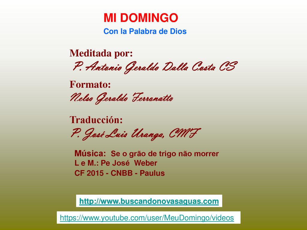 P. José Luis Uranga, CMF MI DOMINGO Nelso Geraldo Ferronatto