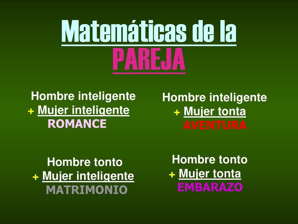 Matemáticas de la PAREJA Hombre inteligente + Mujer tonta AVENTURA