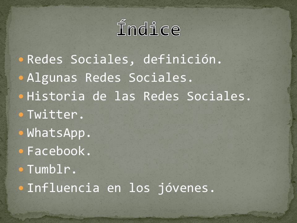 Índice Redes Sociales, definición. Algunas Redes Sociales.