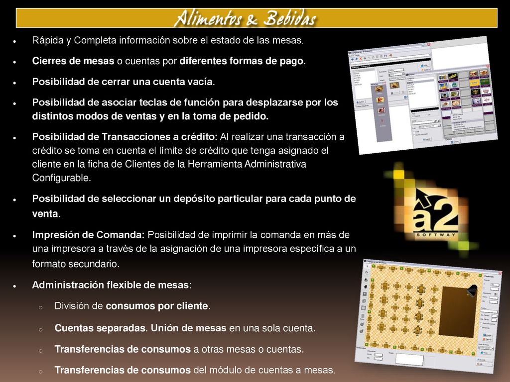 Rápida y Completa información sobre el estado de las mesas.