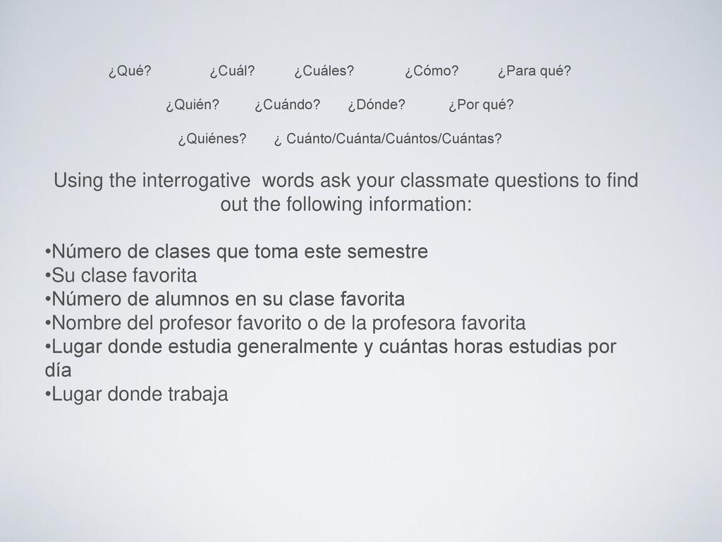 Número de clases que toma este semestre Su clase favorita