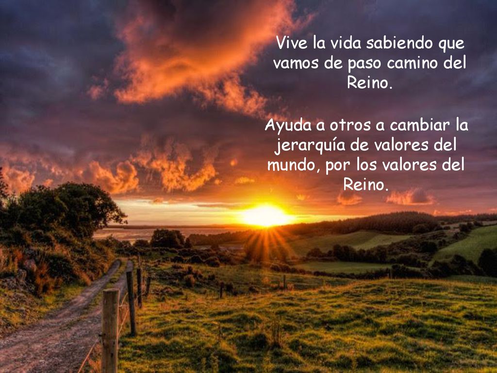 Vive la vida sabiendo que vamos de paso camino del Reino.