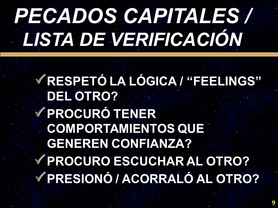 PECADOS CAPITALES / LISTA DE VERIFICACIÓN