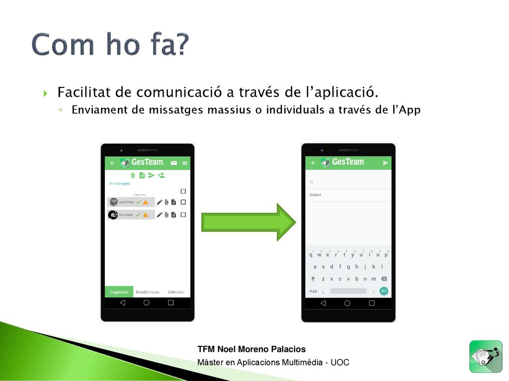 Com ho fa Facilitat de comunicació a través de l’aplicació.