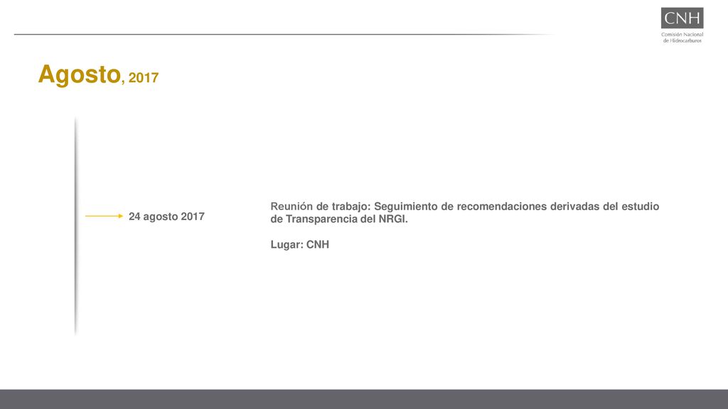 Agosto, 2017 Reunión de trabajo: Seguimiento de recomendaciones derivadas del estudio de Transparencia del NRGI.
