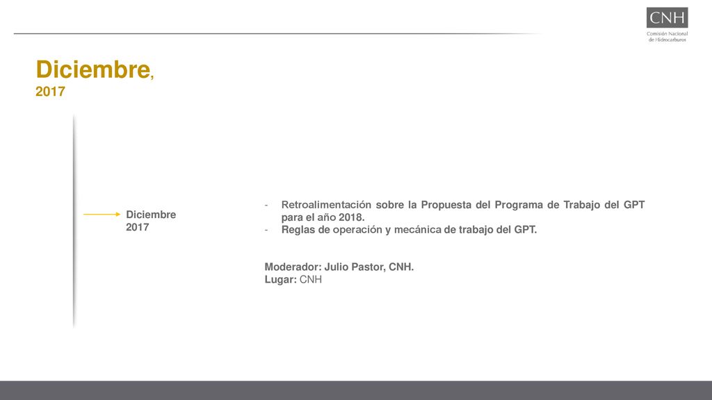 Diciembre, 2017 Retroalimentación sobre la Propuesta del Programa de Trabajo del GPT para el año