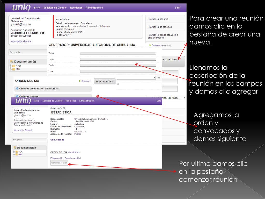 Para crear una reunión damos clic en la pestaña de crear una nueva.
