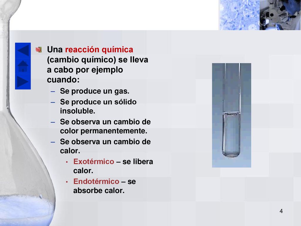 Una reacción química (cambio químico) se lleva a cabo por ejemplo cuando: