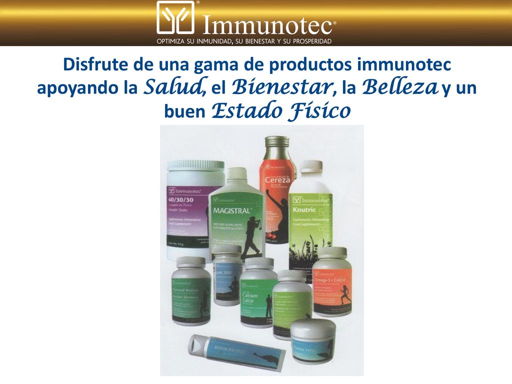 Disfrute de una gama de productos immunotec apoyando la Salud, el Bienestar, la Belleza y un buen Estado Físico