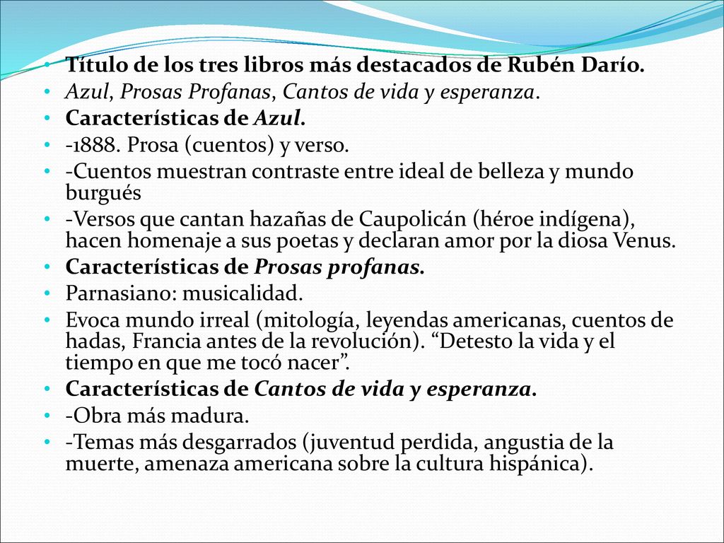 Título de los tres libros más destacados de Rubén Darío.