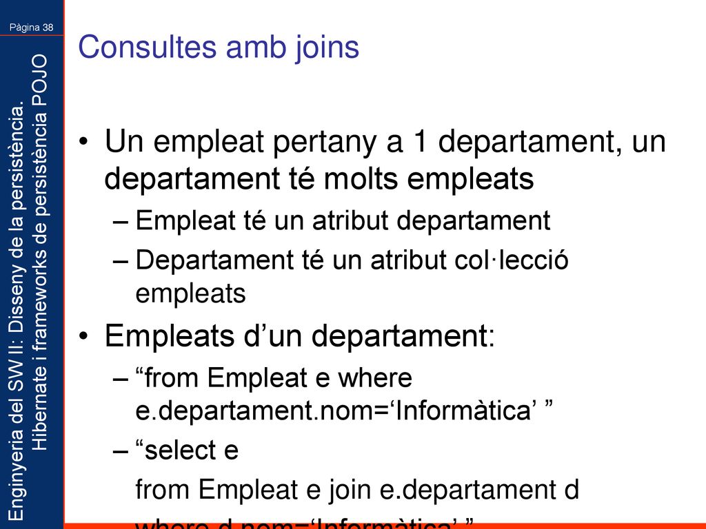 Un empleat pertany a 1 departament, un departament té molts empleats