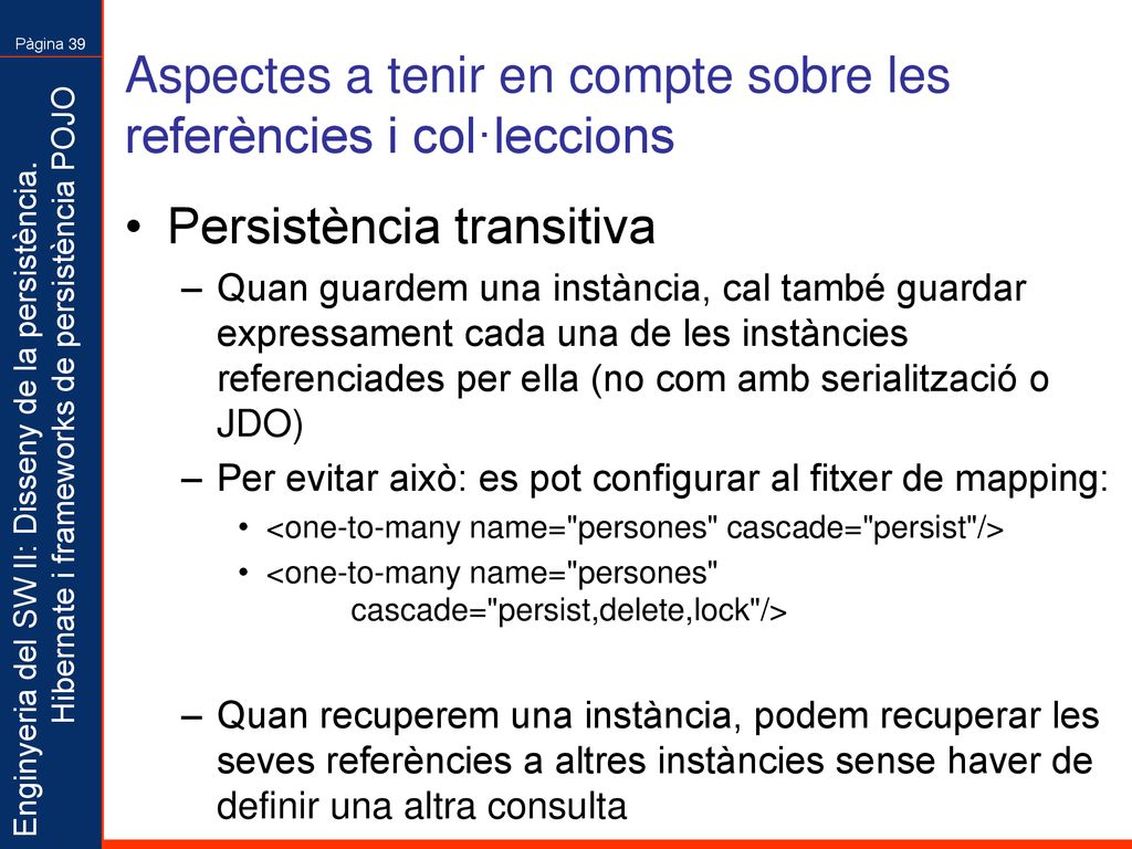 Aspectes a tenir en compte sobre les referències i col·leccions