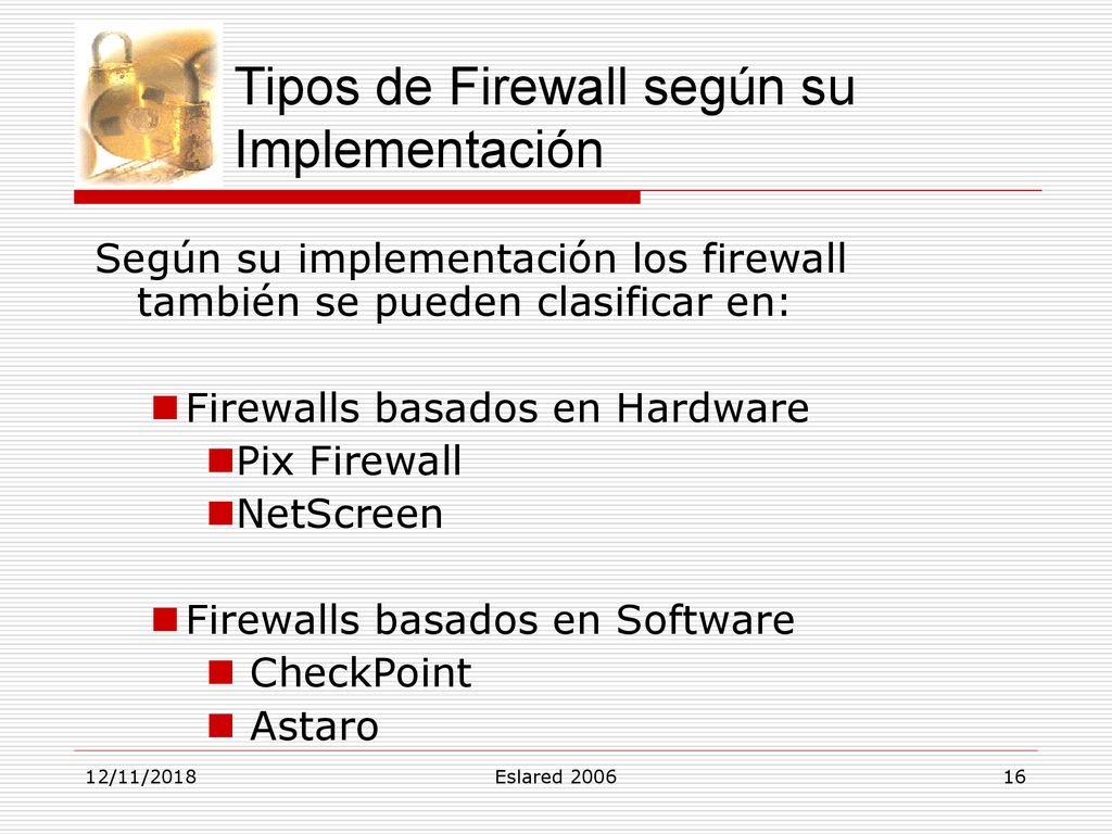 Tipos de Firewall según su Implementación