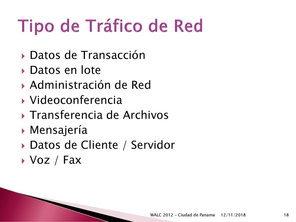Tipo de Tráfico de Red Datos de Transacción Datos en lote