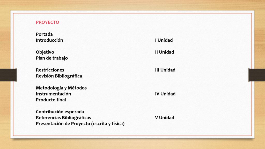 PROYECTO Portada. Introducción I Unidad. Objetivo II Unidad. Plan de trabajo.