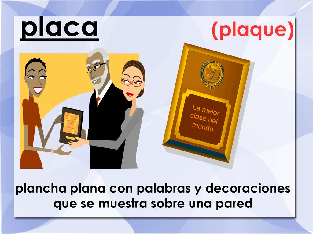 placa (plaque) plancha plana con palabras y decoraciones
