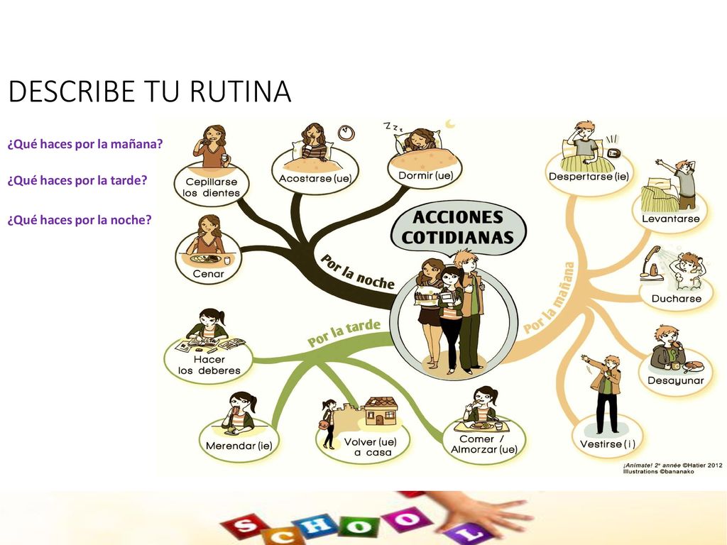 DESCRIBE TU RUTINA ¿Qué haces por la mañana ¿Qué haces por la tarde