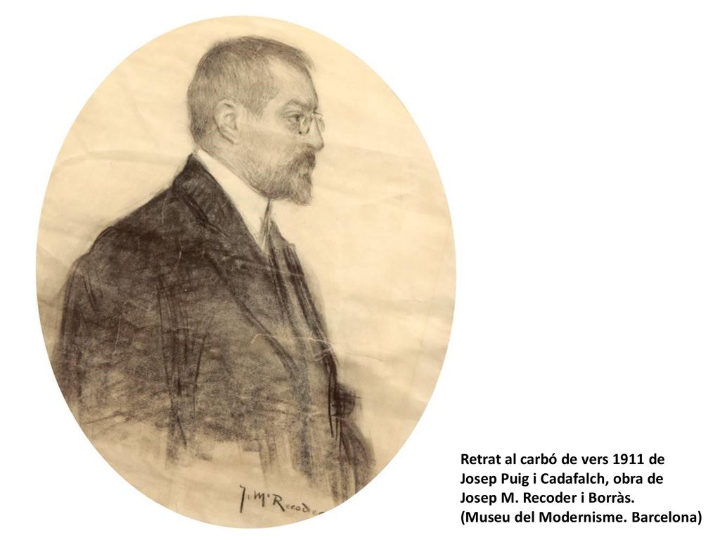 Retrat al carbó de vers 1911 de Josep Puig i Cadafalch, obra de Josep M.
