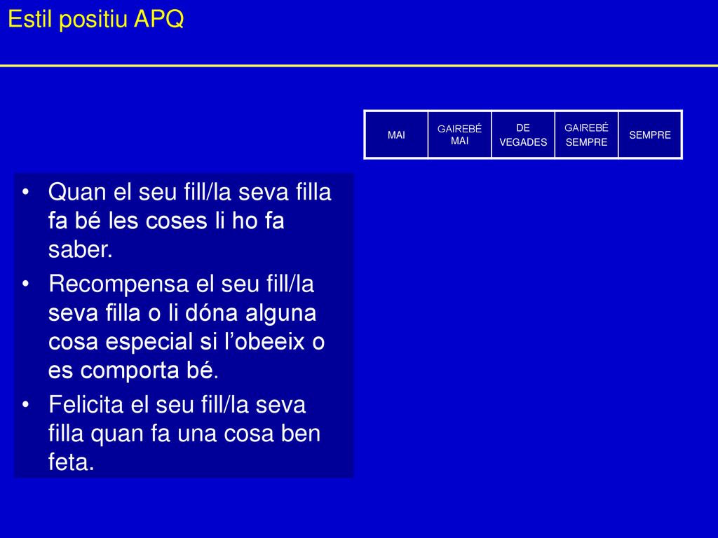 Quan el seu fill/la seva filla fa bé les coses li ho fa saber.