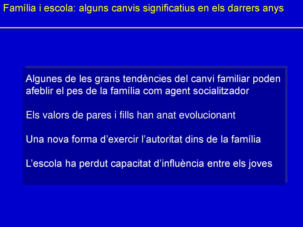 Família i escola: alguns canvis significatius en els darrers anys