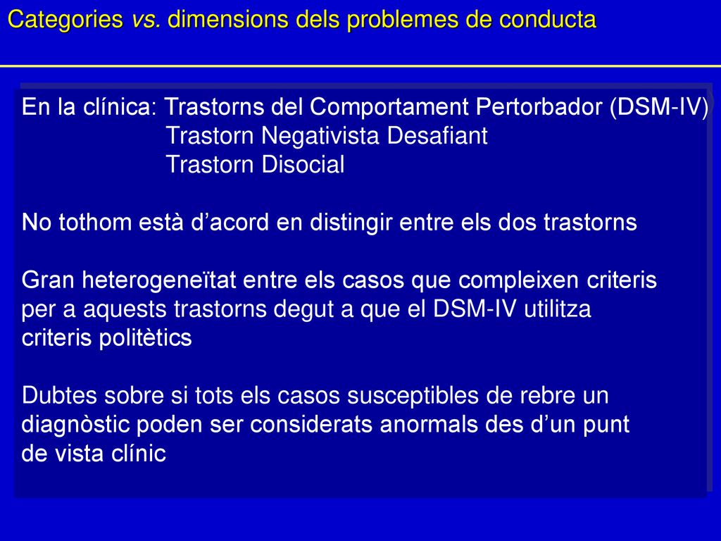 Categories vs. dimensions dels problemes de conducta