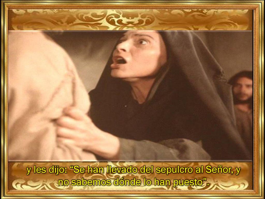 y les dijo: Se han llevado del sepulcro al Señor, y no sabemos dónde lo han puesto .