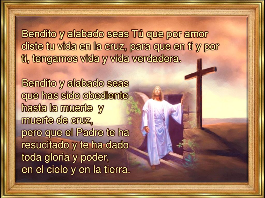 Bendito y alabado seas Tú que por amor diste tu vida en la cruz, para que en ti y por ti, tengamos vida y vida verdadera.