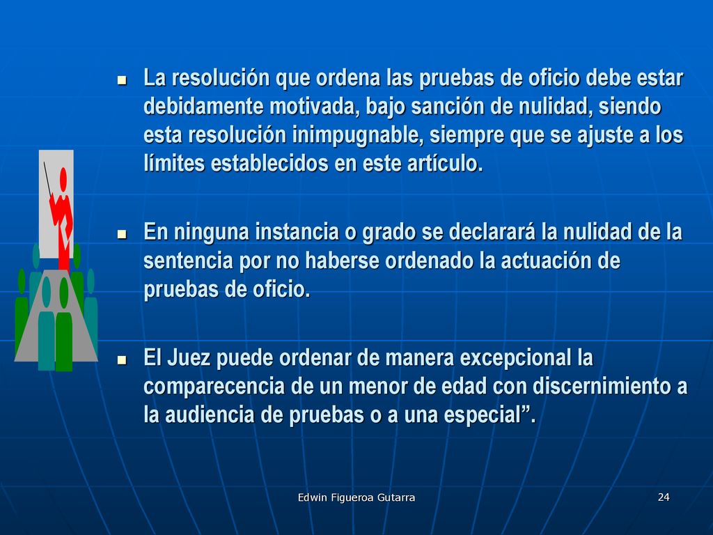 La resolución que ordena las pruebas de oficio debe estar debidamente motivada, bajo sanción de nulidad, siendo esta resolución inimpugnable, siempre que se ajuste a los límites establecidos en este artículo.