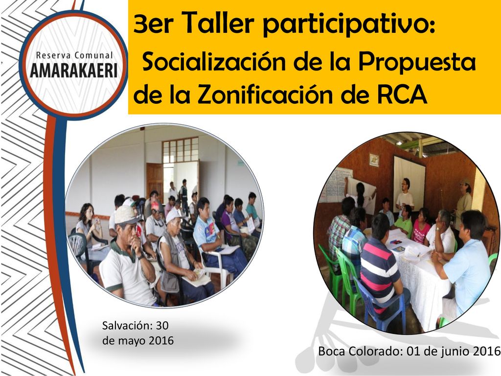 3er Taller participativo: Socialización de la Propuesta de la Zonificación de RCA