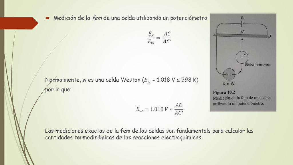 Medición de la fem de una celda utilizando un potenciómetro: