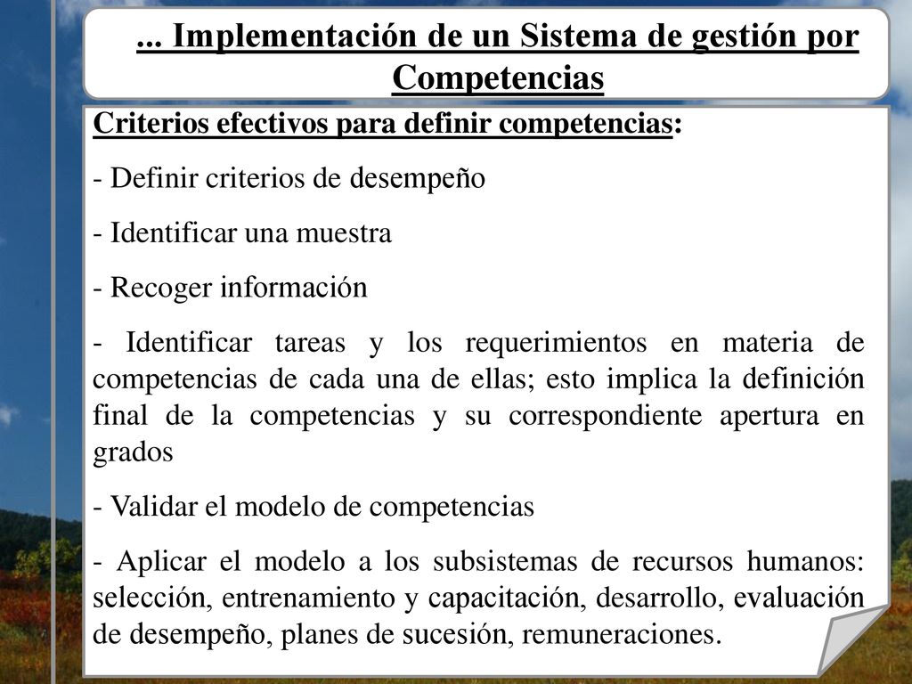 ... Implementación de un Sistema de gestión por Competencias