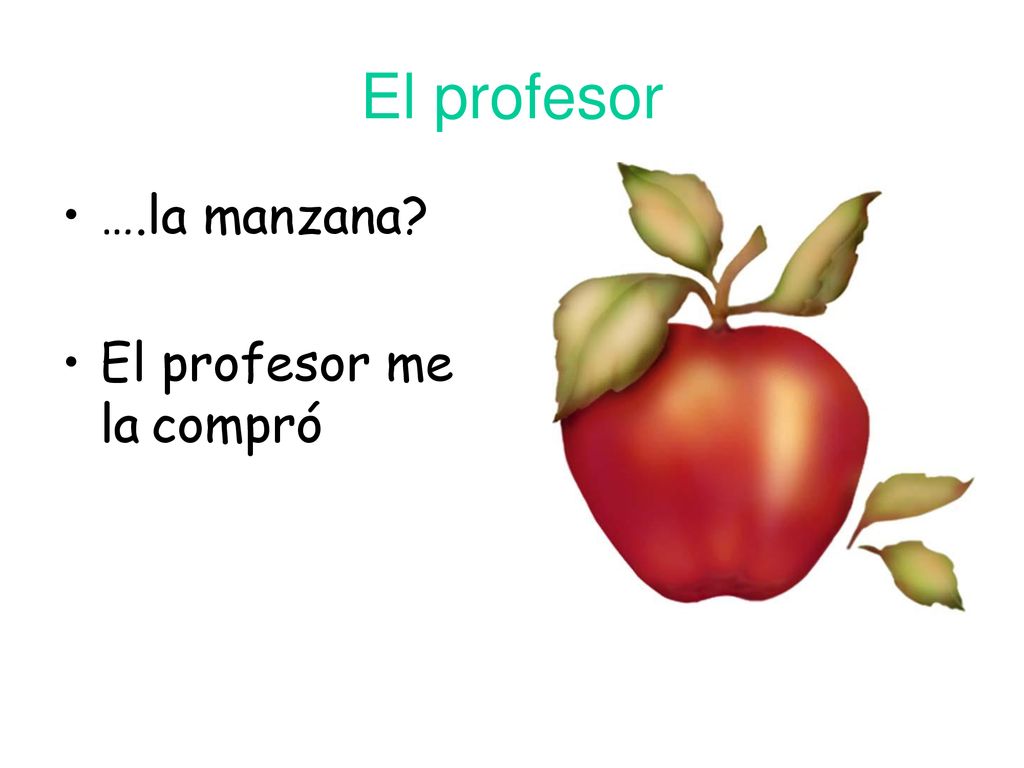 El profesor ….la manzana El profesor me la compró