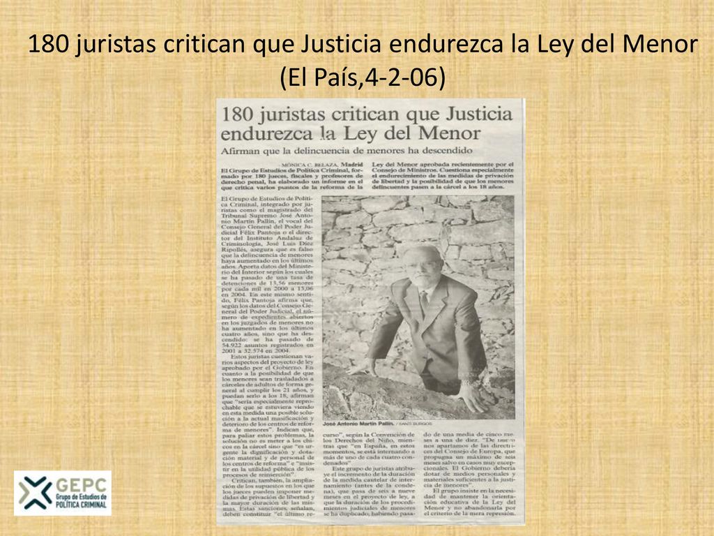 180 juristas critican que Justicia endurezca la Ley del Menor (El País,4-2-06)