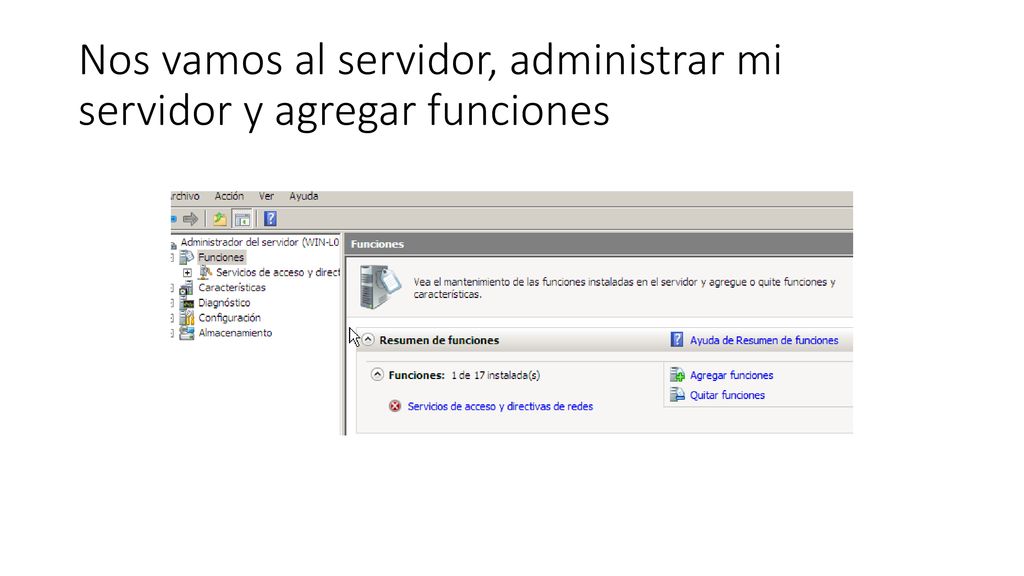 Nos vamos al servidor, administrar mi servidor y agregar funciones