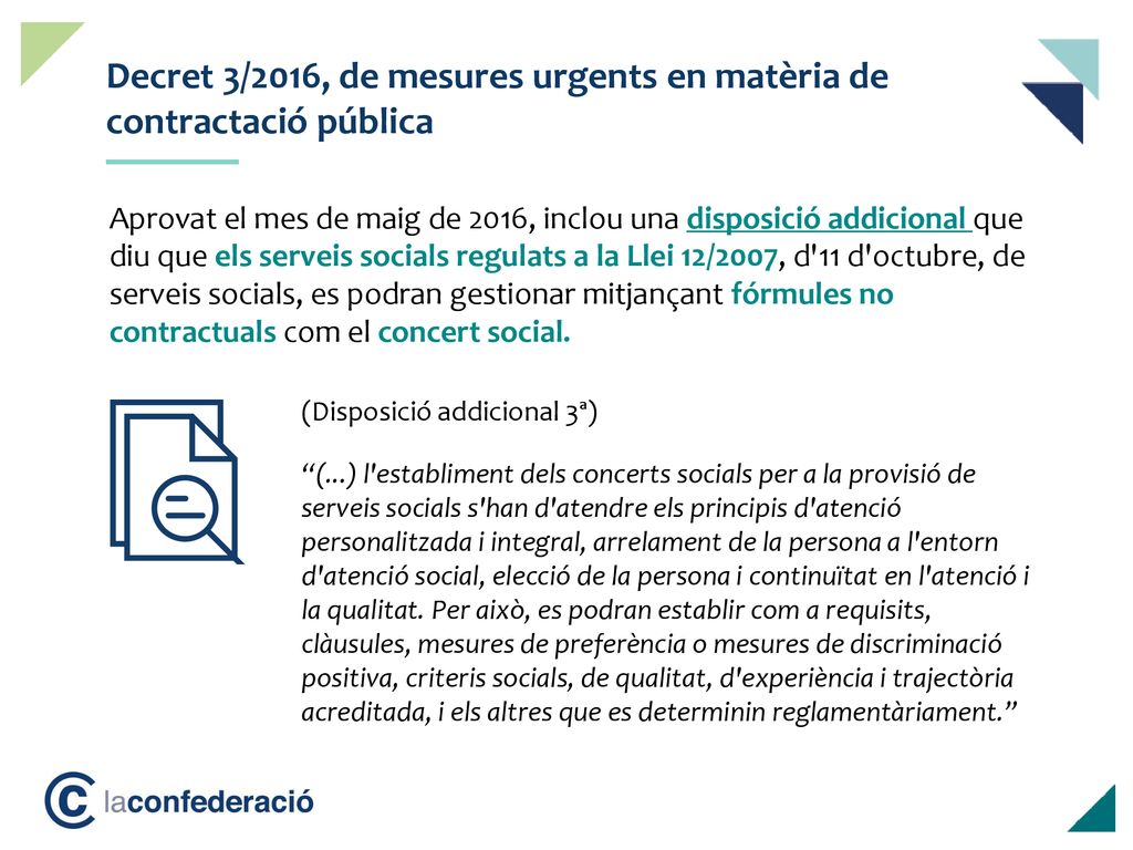 Ordre del dia Decret 3/2016, de mesures urgents en matèria de contractació pública.